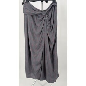Rag & Bone Draped Plaid Midi Skirt 12 Houndstooth Windowpane Ruched Asymmetrical